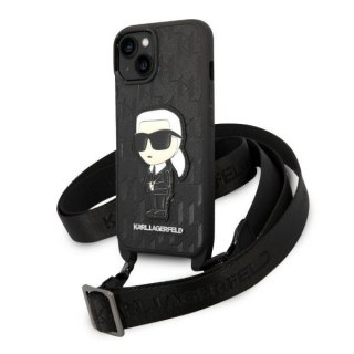 Etui na telefon iPhone 14 Karl Lagerfeld czarne Monogram Ikonik Patch