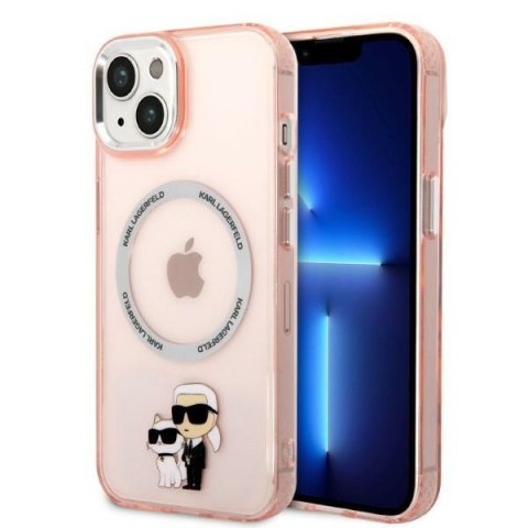 Etui na telefon iPhone 14 Karl Lagerfeld różowe MagSafe Choupette