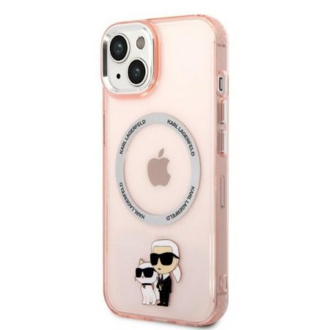 Etui na telefon iPhone 14 Karl Lagerfeld różowe MagSafe Choupette