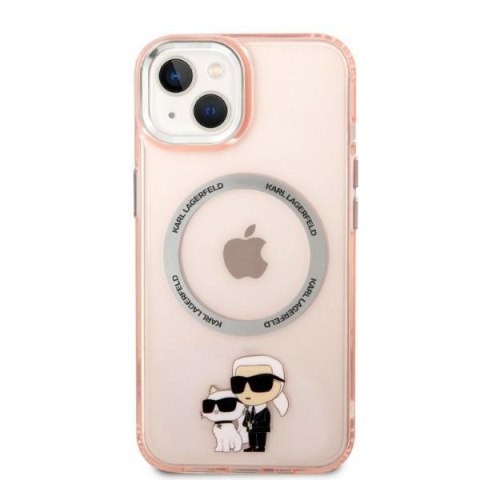 Etui na telefon iPhone 14 Karl Lagerfeld różowe MagSafe Choupette