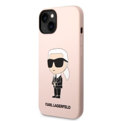 Etui na telefon iPhone 14 Karl Lagerfeld różowe MagSafe silikonowe