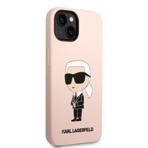 Etui na telefon iPhone 14 Karl Lagerfeld różowe MagSafe silikonowe