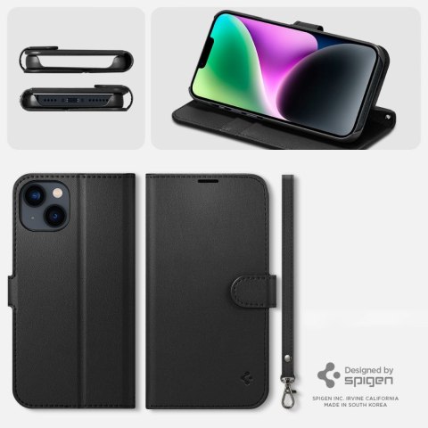 Etui na telefon iPhone 14 Spigen Wallet S czarne - stylowe i funkcjonalne