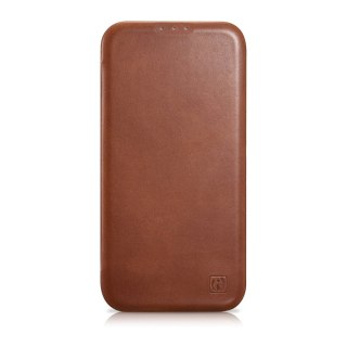 Etui iPhone 14 iCarer CE Oil Wax Premium Leather Folio MagSafe brązowe