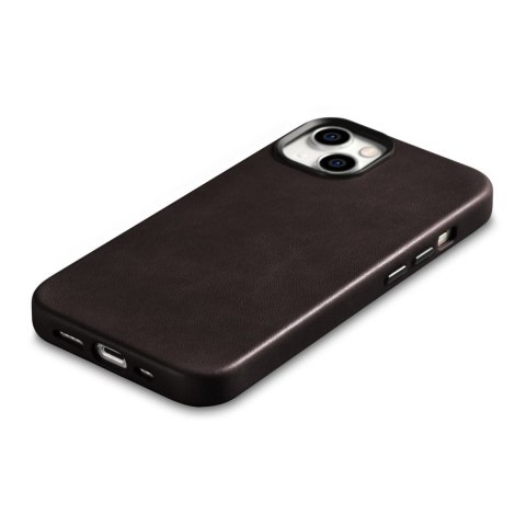 Etui iPhone 14 iCarer Oil Wax Premium Leather MagSafe ciemnobrązowe