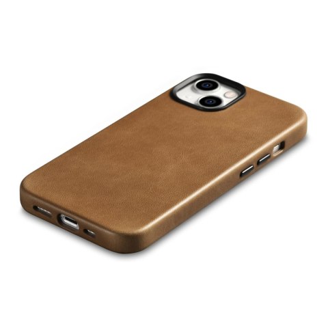 Etui iPhone 14 iCarer Oil Wax Premium Leather MagSafe jasnobrązowe