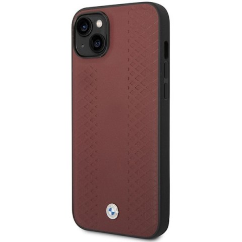 Etui iPhone 14 BMW burgundowe Leather Diamond Pattern