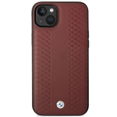 Etui iPhone 14 BMW burgundowe Leather Diamond Pattern