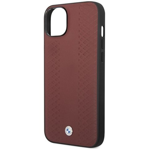 Etui iPhone 14 BMW burgundowe Leather Diamond Pattern