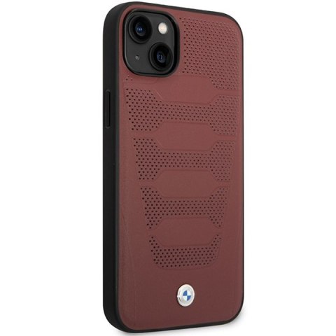 Etui iPhone 14 BMW burgundowe Leather Seats Pattern