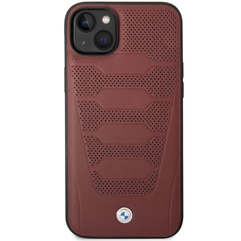 Etui iPhone 14 BMW burgundowe Leather Seats Pattern