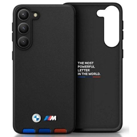 Etui na telefon Samsung Galaxy S23 Ultra BMW Skórzane Tricolor Czarne