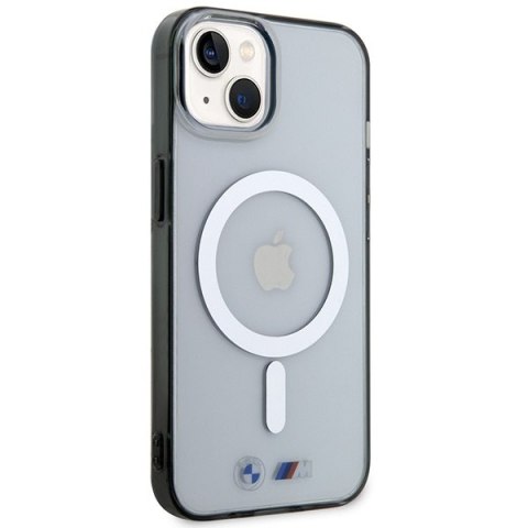 Etui na telefon iPhone 14 BMW przezroczyste hardcase MagSafe Silver Ring