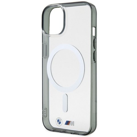 Etui na telefon iPhone 14 BMW przezroczyste hardcase MagSafe Silver Ring