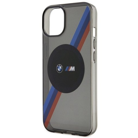 Etui na telefon iPhone 14 BMW Tricolor Stripes MagSafe szare