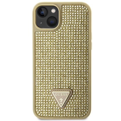 Etui na telefon iPhone 14 Guess złote hardcase z kryształkami