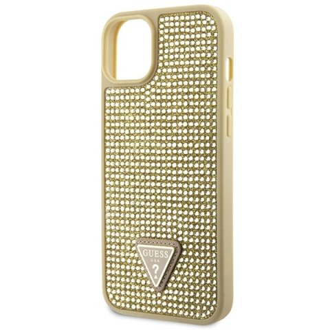 Etui na telefon iPhone 14 Guess złote hardcase z kryształkami