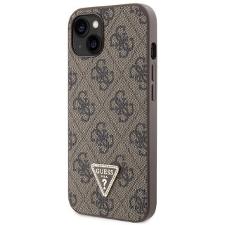 Etui na telefon iPhone 14 Guess brązowe hardcase Crossbody 4G Metal Logo