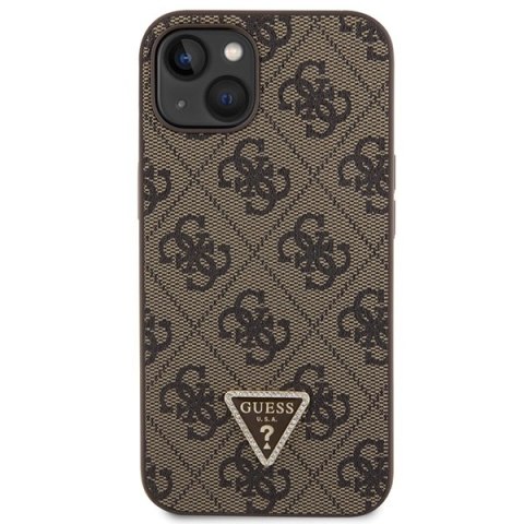 Etui na telefon iPhone 14 Guess brązowe hardcase Crossbody 4G Metal Logo