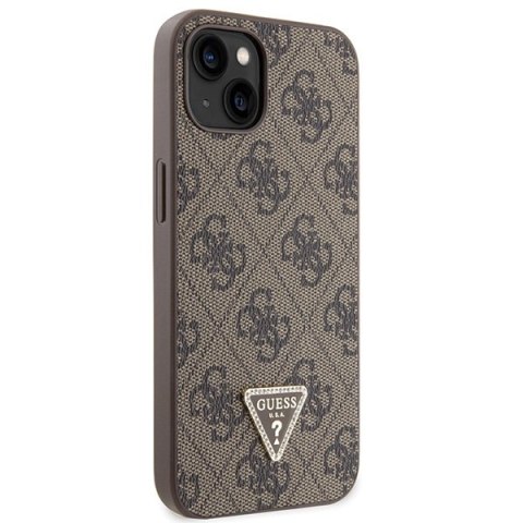 Etui na telefon iPhone 14 Guess brązowe hardcase Crossbody 4G Metal Logo