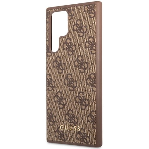 Etui Samsung Galaxy S23 Ultra Guess brązowe hardcase 4G Metal Gold Logo