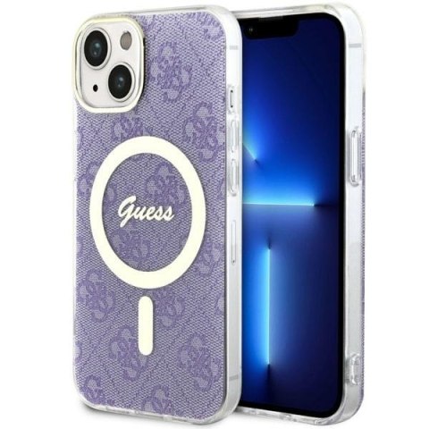 Etui na telefon iPhone 14 Guess 4G MagSafe purpurowe - styl i ochrona