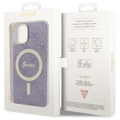 Etui na telefon iPhone 14 Guess 4G MagSafe purpurowe - styl i ochrona