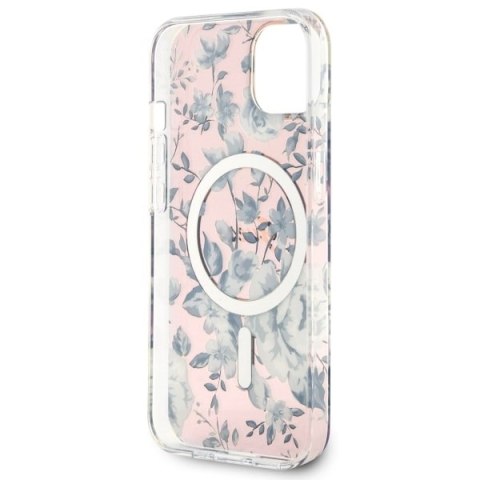 Etui na telefon iPhone 14 Guess Flower MagSafe różowe, stylowe i trwałe