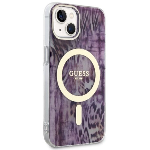 Etui na telefon iPhone 14 Guess Leopard MagSafe różowe - stylowe i ochronne