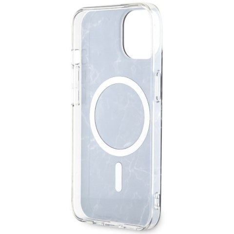 Etui na telefon iPhone 14 Guess Marble MagSafe czarne - eleganckie akcesorium