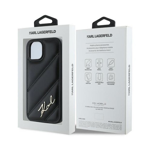 Etui na telefon iPhone 15/14/13 Karl Lagerfeld Diagonal Quilted Black