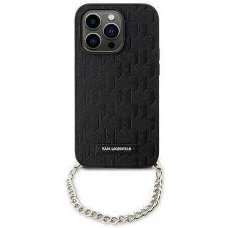 Etui na telefon iPhone 14 Karl Lagerfeld czarne Saffiano Monogram Chain