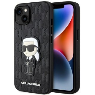 Etui na telefon iPhone 14 Karl Lagerfeld Saffiano Monogram Ikonik czarne