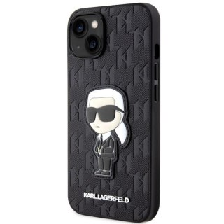 Etui na telefon iPhone 14 Karl Lagerfeld Saffiano Monogram Ikonik czarne