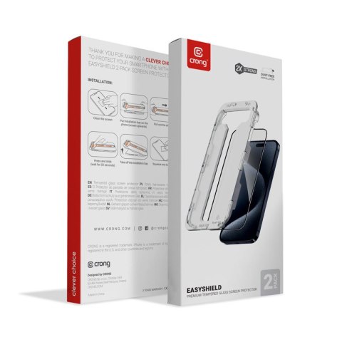 Szkło hartowane iPhone 14 / 13 / 13 Pro Crong EasyShield [2 PACK]