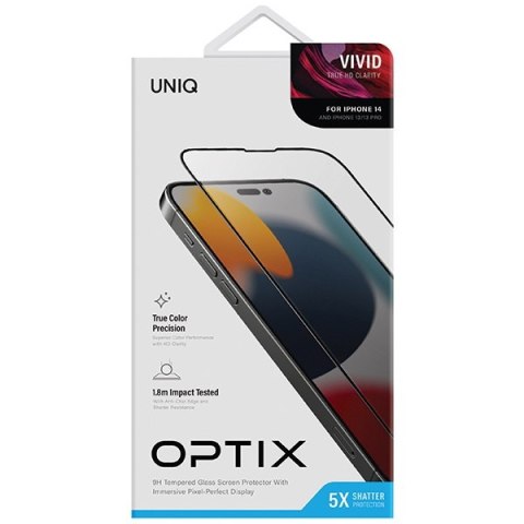 Szkło hartowane iPhone 14 UNIQ Optix Vivid Clear - Ochrona ekranu 9H