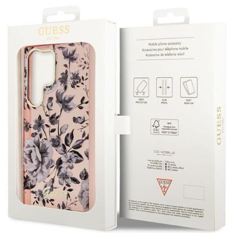 Etui Samsung Galaxy S23 Ultra Guess różowe hardcase Flower Collection