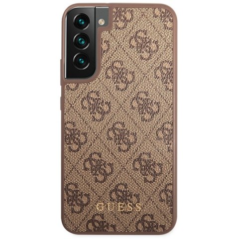 Etui Samsung Galaxy S23+ Plus Guess brązowe hardcase 4G Metal Gold Logo