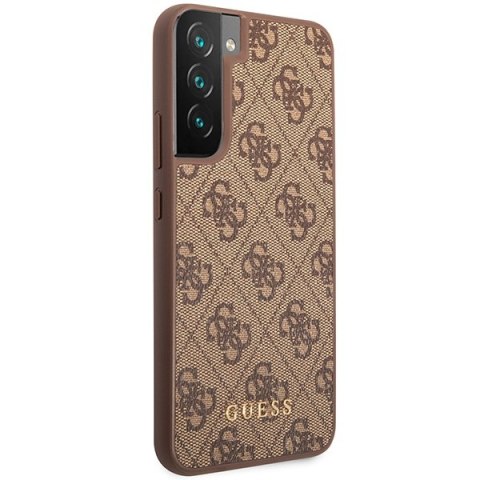 Etui Samsung Galaxy S23+ Plus Guess brązowe hardcase 4G Metal Gold Logo