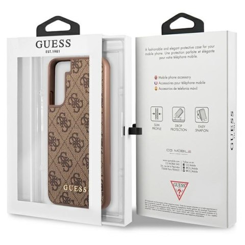 Etui Samsung Galaxy S23+ Plus Guess brązowe hardcase 4G Metal Gold Logo