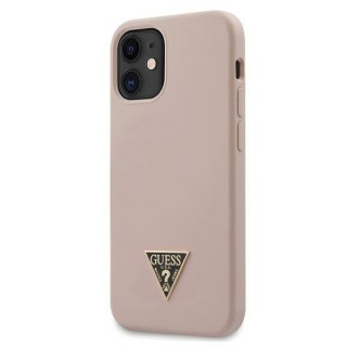 Etui na telefon iPhone 12 mini Guess jasnoróżowy silikonowy hardcase