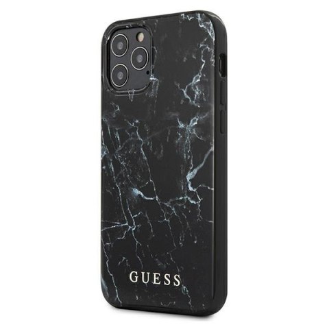 Etui na telefon iPhone 12 mini Guess czarny hardcase Marble