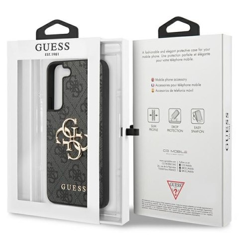 Etui na telefon Samsung Galaxy S23 Guess szare hardcase z metalowym logo