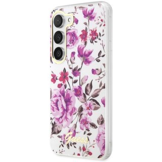 Etui na telefon Samsung Galaxy S23 Guess Flower Collection białe hardcase