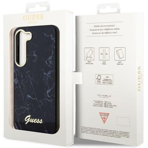 Etui na telefon Samsung Galaxy S23 Guess czarne hardcase Marble