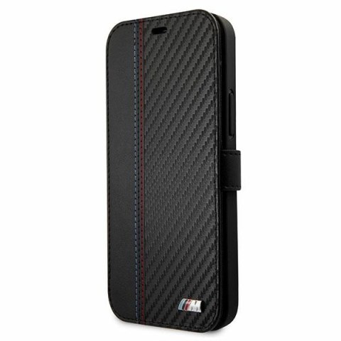 Etui iPhone 12 mini BMW czarne book M Collection PU Carbon Stripe