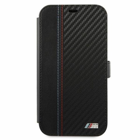 Etui iPhone 12 mini BMW czarne book M Collection PU Carbon Stripe