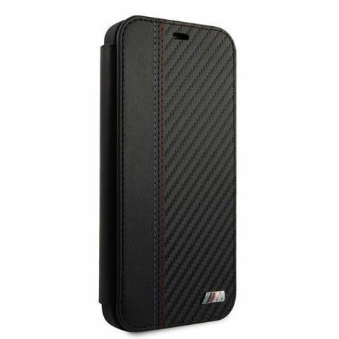 Etui iPhone 12 mini BMW czarne book M Collection PU Carbon Stripe