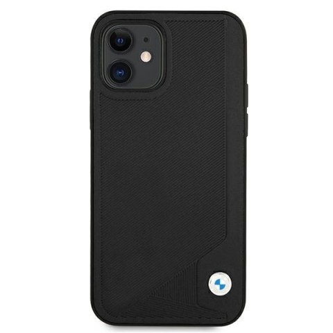 Etui iPhone 12 mini BMW czarne hardcase Leather Deboss