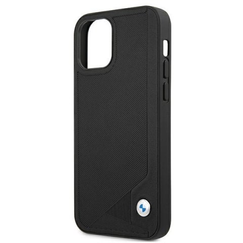 Etui iPhone 12 mini BMW czarne hardcase Leather Deboss